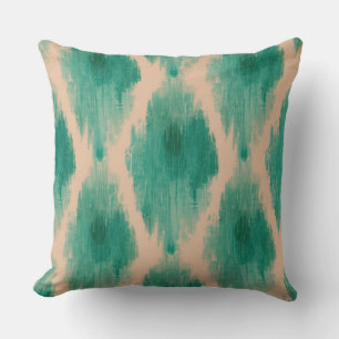 Moderne Ikat Teal & Clay Worpillow Boho-Lux Kussen