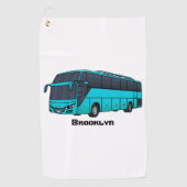 Moderne illustratie cartoon passagiersbus golfhanddoek (Voorkant)