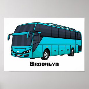 Moderne illustratie cartoon passagiersbus poster