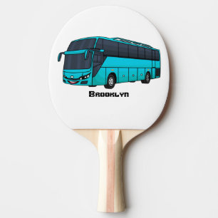 Moderne illustratie cartoon passagiersbus tafeltennisbatje