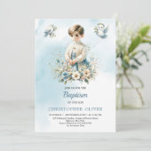 Moderne Illustratie jongen formele kleding Doop Kaart (Staand voorkant)