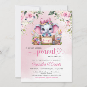 Moderne illustratie olifant kleine pinda roze kaart