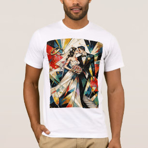 Moderne illustratie van Art Deco-huwelijkskoppel T-shirt
