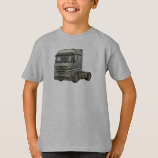 Moderne illustratie van een semi-vrachtwagen in wa t-shirt