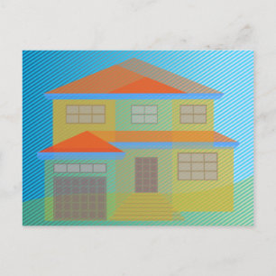 Moderne illustratie van kleurrijk huis met stripes briefkaart