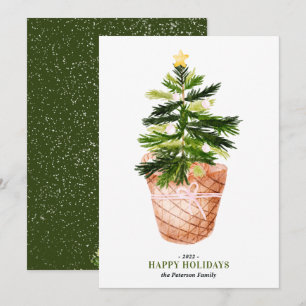 Moderne illustratie voor kerstboomboog waterverf kaart
