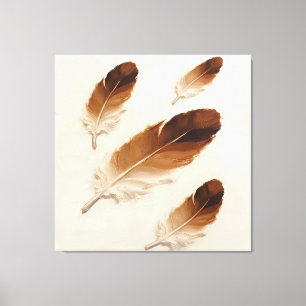 Moderne Impasto Textuur Bruine Veer Olie Kunst Canvas Afdruk