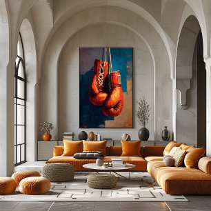 Moderne Impressionistische Bokshandschoenen Kracht Poster