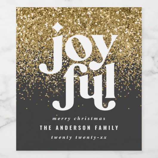 Moderne indie kersttypografie zwart en goud wijn etiket (Enkel label)