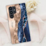 Moderne Indigo Blue Agate & Rose Gold Confetti Lea<br><div class="desc">Ajoutez une touche d'élégance moderne à votre iPhone 13 avec notre étonnant "Modern Indigo Blue Agate & Rose Gold Confetti Leaf Samsung Galaxy S22 Ultra Coque". Cette coque élégante et élégante allie un design d'agate bleu indigo et des accents de feuilles de confetti roses, créant un look unique et attrayant....</div>