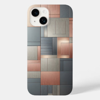 Moderne Industriële Metalen Blokpatroon Koper en Case-Mate iPhone 14 Hoesje