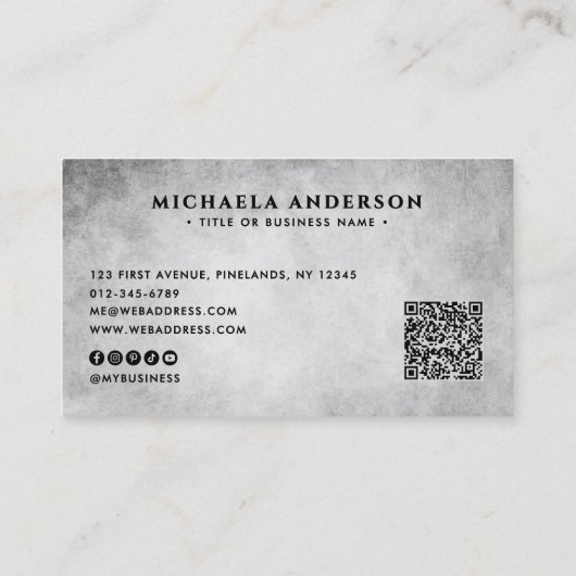 Moderne industriële QR-code en sociale media Visitekaartje (Achterkant)