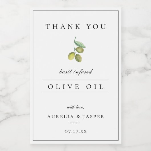 Moderne Infused Olive Oil Dank u Label Wijn Etiket (Enkel label)