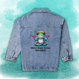 Moderne Inhalatie Uitademing Groene Kikker Denim Jacket