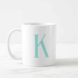 Moderne Initiaal Letter Mint Green Monogram Koffiemok