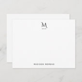 Moderne Initiaal Letterpress Simple Black Notitiekaartje (Voorkant / Achterkant)