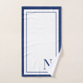 Moderne initiale de monogramme bleu marine blanc (Serviette à main)