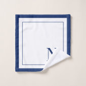 Moderne initiale de monogramme bleu marine blanc (Gant de toilette)