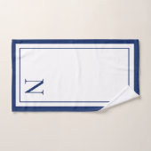 Moderne initiale de monogramme bleu marine blanc (Serviette à main)