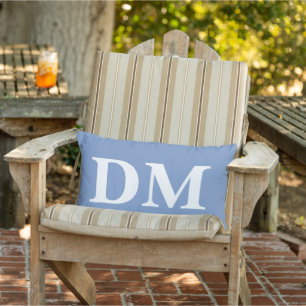Moderne initialen Elegante blauwe achtergrond Mini Buitenkussen