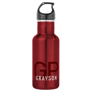 Moderne Initialen en bedrukte naam Small Red Waterfles