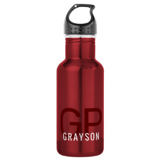 Moderne Initialen en bedrukte naam Small Red Waterfles
