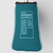 Moderne Initialen en naam | Donkerblauw & Blauwgro Golfheadcover (Draai 90)