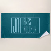 Moderne Initialen en naam | Donkerblauw & Blauwgro