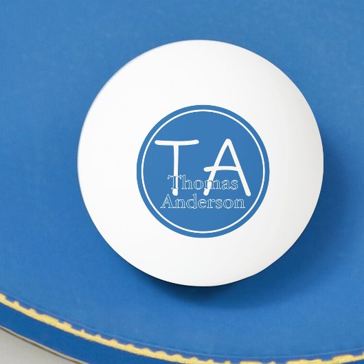 Moderne Initialen en naam in wit en blauw Pingpongballen