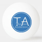 Moderne Initialen en naam in wit en blauw Pingpongballen (Voorkant)