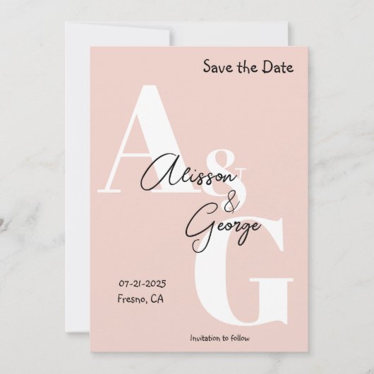 Moderne Initialen Foto Save The Date (Voorkant)