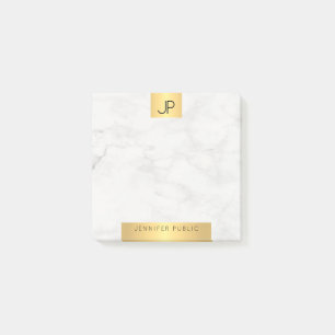 Moderne Initialen Goud en Marmer Elegante Sjabloon Post-it® Notes