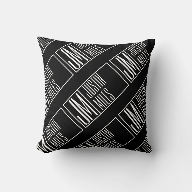 Moderne Initialen met Naam Monogram Patroon Kussen (Voorkant)
