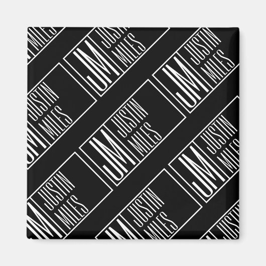 Moderne Initialen met Naam Monogram Patroon Magneet (Voorkant)