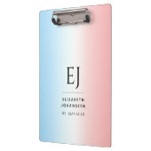Moderne Initialen Monogram Blauw Roze Wit Gradiënt Klembord (Links)