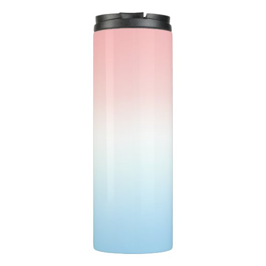 Moderne Initialen Monogram Blauw Roze Wit Gradiënt Thermosbeker (Achterkant)