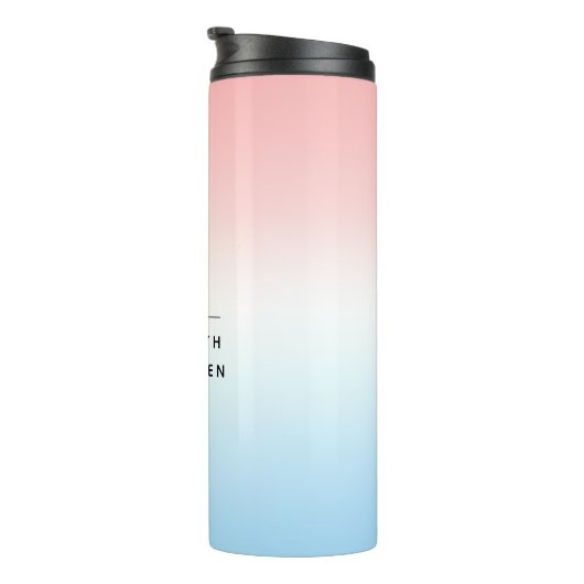 Moderne Initialen Monogram Blauw Roze Wit Gradiënt Thermosbeker (Geroteerd rechts)