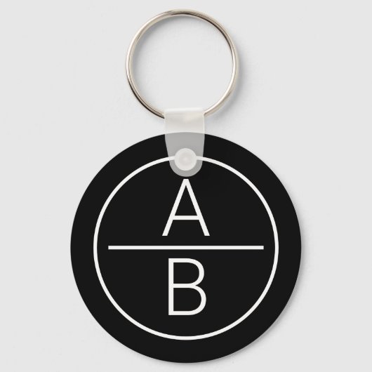 Moderne Initialen Monogram Sleutelhanger (Voorkant)