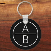 Moderne Initialen Monogram Sleutelhanger (Voorkant)