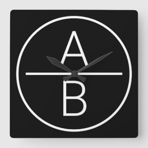 Moderne Initialen Monogram Vierkante Klok