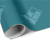 Moderne Initialen & Naam | Donker Teal & Lichtblau Cadeaupapier (Rol Hoek)