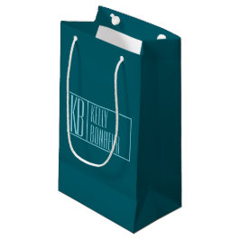 Moderne Initialen & Naam | Donker Teal & Lichtblau Klein Cadeauzakje