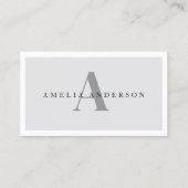 Moderne Initialen Naam Grijs Ronde Foto QR Code Visitekaartje (Voorkant)