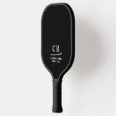 Moderne Initialen Naam Monogram Zwart Wit Pickleball Paddle (Links)