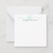 Moderne Initialen van Monogram Turquoise Script Mi Notitiekaartje (Voorkant)