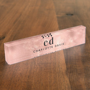 Moderne initialen van roze goud monogram naambordje