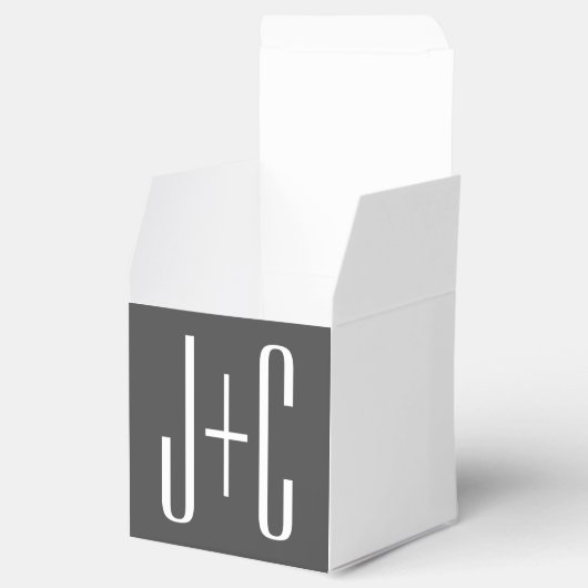 Moderne Initialen voor Koppels | Grijs & Wit Bedankdoosjes (Geopend)