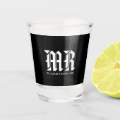 Moderne Initialen voor zwart-wit monogram MR Shot Glas (Voorkant)