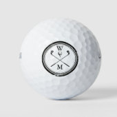 Moderne Initialen zwart-wit Golfballen (Voorkant)