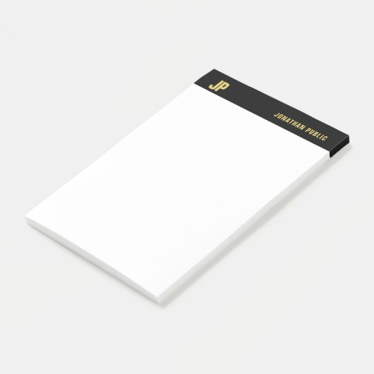 Moderne Initialen zwart-wit goud elegant eenvoudig Post-it® Notes (Schuin)
